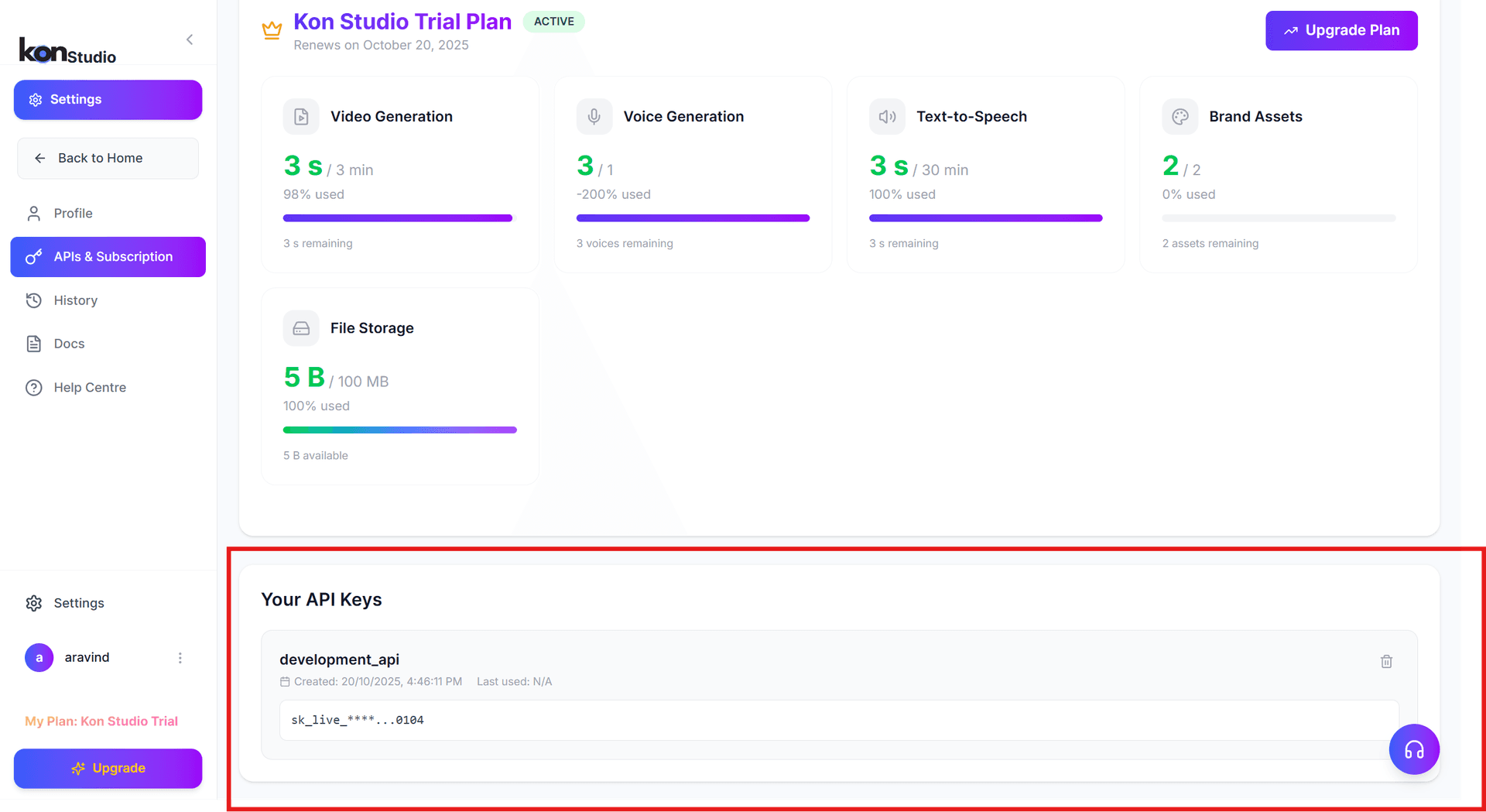 Step 6 - Copy New API Key